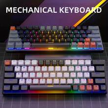 60% 便携式机械 LED 背光 63 键迷你有线办公键盘，青轴，兼容 Windows 笔记本电脑，黑白配色 - 查看 3