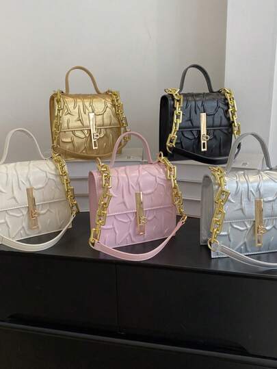 Lightweight,Business Casual Mini Quilted Chain Decor Flap Square Bag For Teen Girls Women College Students,Rookies & White-Collar Workers Perfect For Office,College,Work ,Business,Commute,Outdoors, Travel, Outings , Small Bags