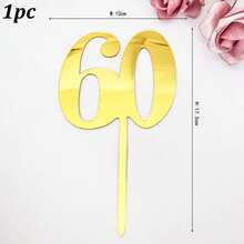 1pc/3pcs Minimalist Gold Acrylic Number 18 21 30 40 50 60 Anniversary Birthday Party Cake Topper - Multicolor - View 14