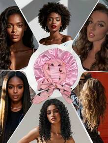 1pc Women's Stretch Satin Sleeping Cap/Makeup Cap/Daily Hair Cap (Random Print Pattern) Hair Sleep Cap Sleep Bonnet - Coffee Brown - View 23