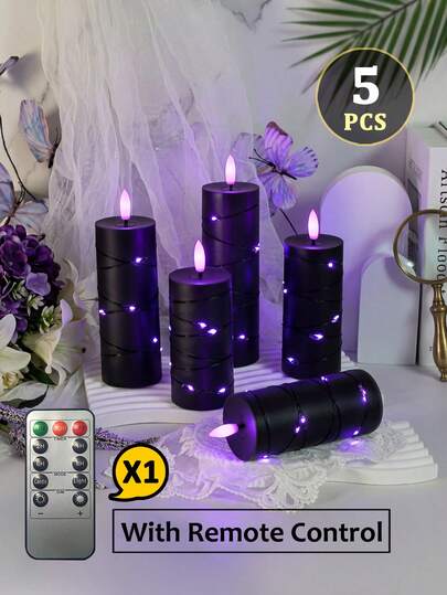 Bộ 2/3/4/5 nến LED nhấp nháy không lửa có hẹn giờ/điều khiển từ xa, nến LED chạy bằng pin, đèn dây trang trí điều khiển từ xa, thích hợp để trang trí bàn tiệc cho Giáng sinh, Halloween, Ngày Valentine, cầu hôn, đám cưới, tiệc tùng, tạo không khí lễ hội.
