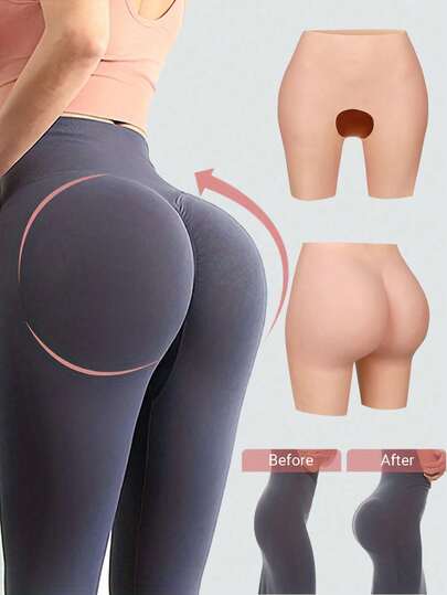 1件男女通用时尚连体硅胶垫提臀短裤，丰臀塑形，凸显曲线，适合角色扮演、舞台表演、私人派对、异装癖等场合。