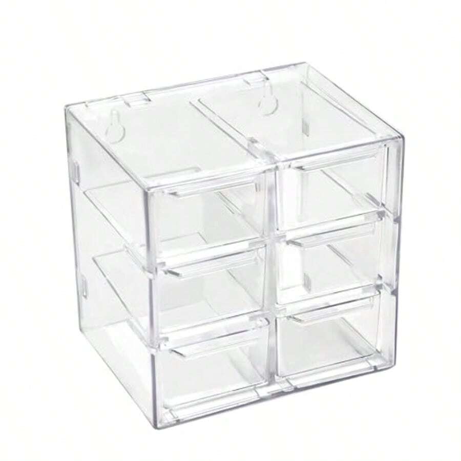 Transparent Storage Drawer Cabinet Small Plastic Desk Storage Organiser With 6 Drawers Desktop Craft Drawer Organizer Box Mini Stackable Clear Caddy ForStoring Lipstick Jewelry DIY Partsgtt - Transparent - View 1