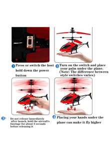 1 buah Mainan Helikopter Induksi, Anti-Tabrakan, Dapat Diisi Ulang, Pesawat Melayang dengan Sensor, Dapat Dikendalikan dengan Remote, Pesawat Sensor, Cocok untuk Bermain di Dalam & Luar Ruangan untuk Anak-anak, (Font yang Dicat Semprot Secara Acak) - Rose Red - View 4