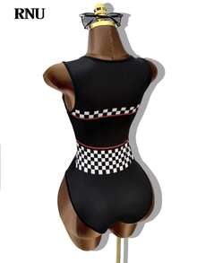 RNU Damen V-Ausschnitt Design, geeignet für Musikfestivals, Partys und Punk-Events, mit coolem Rennstreifen-Muster, Slim-Fit und auffallend für den Outdoor-Einsatz. Dieser Jumpsuit ist ein Muss-haben Artikel - Verschiedenfarbig - Übersicht 6