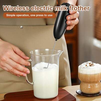 Espumador de leche eléctrico a batería, batidor de bebidas de acero inoxidable, espumador de leche eléctrico portátil para café, latte, capuchino, chocolate caliente, matcha, mini batidora de café, batidor de mano