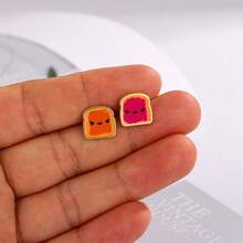 Sliced Bread Earrings Enamel Daily Jewelry Ear Stud Gift For Friends Fashion Refinement - Multicolor - View 4