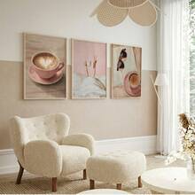 1/3pcs Pink Coffee Bar Wall Art Picture Preppy Aesthetic Prints Canvas Paintings Coffee Cup Heart Latte & Slouchy Morning Vibe Posters Girly For Bedroom Living Room Kitchen Coffee Station Decor Gift For Her Unframed - Pattern - View 4