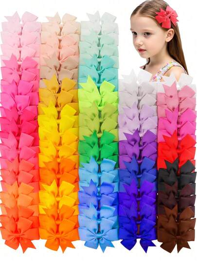 4/20/40Pcs Random Colors Grosgrain Ribbon Pinwheel Hair Bows Boutique Bow Alligator Clips For Girls Teen Teens Gifts