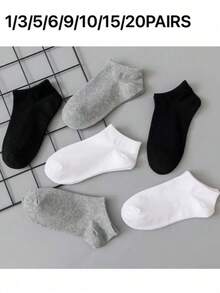 20双装女士纯色短袜 - 白色 - 查看 10