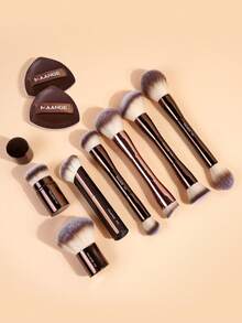 MAANGE 1/7/9pcs Professional Aluminum Tube Makeup Brush Set, Includes Foundation Brush, Blush Brush, Powder Brush, Contour Brush, Highlighter Brush, Retractable Foundation & Blush Brush, Soft Fiber Makeup Brushes, Convenient For Travel, Gift For Women & Girls, Makeup Brush Set, Makeup Brush Set, Makeup Brush Set, Complete Makeup Brush Set, Makeup Brush Set, Complete Makeup Tool Set, Makeup Brush Set, Makeup Brush Gift Set - Coffee Brown - View 2