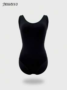 balletto Women's Dance Leotard With Contrast Fabric Inset, Backless Ballet Unitard For Adult Dance/Gymnastics Practice Spring - Black - View 11