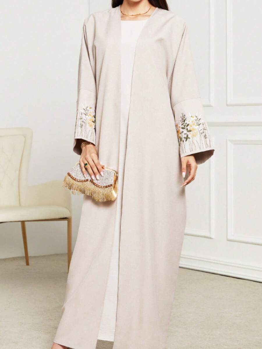 New Ramadan Middle Eastern Ramadan Abaya Robe With Embroidery - Apricot - View 1