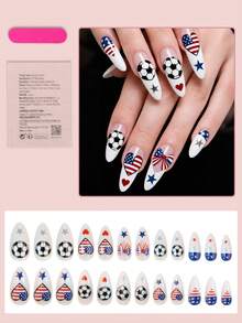 24 miếng dán móng tay giả họa tiết bóng đá, trang trí hình trái tim và bướm, phù hợp cho nữ giới tham dự các sự kiện thể thao và sử dụng hàng ngày. - Nhiều màu - Xem 2