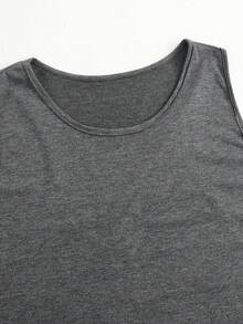 Printed Fashion Tank Top, Crew Neck Sleeveless Tank Top T-Shirt, Women's Swear. - 灰色 - 查看 8