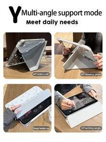 1 Piece, Blue Floral Bunny Patterned Mirror Tablet Protective Case, Suitable For 10th/11th/Pro 13 2025, Foldable Stand, Shockproof And Dustproof, Supports Automatic Wake-Up/Sleep, Is A Must-Have Protective Case For Office/Study/Entertainment, An Excellent Easter Gift, Not A Magnetic Protective Case - Multicolor - View 10