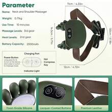 1个可充电6D仿生颈肩按摩器 - USB充电式颈肩加热按摩器，电动按摩器，6D逼真手感颈肩背部按摩器，具备斜方肌按摩和深度揉捏按摩功能，模拟真实手部按摩的舒适感，适用于颈部、肩部、上背部、下背部和腿部。居家、办公或旅行的理想礼物 - 情人节礼物，送给父母、母亲节、父亲节的完美礼物。 - 彩色 - 查看 10