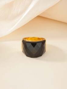 仿水晶玻璃戒指，时尚夸张几何纹理树脂戒指，惊艳大号个性戒指，女士珠宝，生日、派对、周年纪念、母亲节的完美礼物 - 彩色 - 查看 4