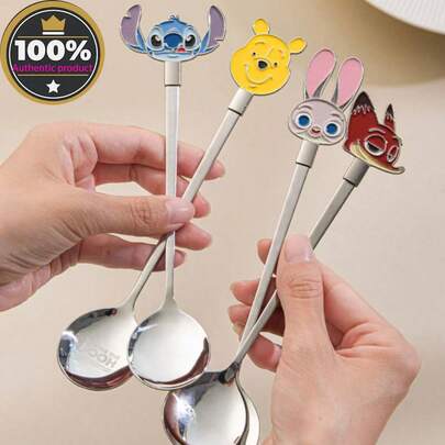 Disney ملعقة خلط طويلة الذيل من الفولاذ المقاوم للصدأ بموضوع زوتوبيا، أداة تناول الحساء المنزلية