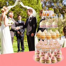 1pc Transparent Acrylic Multi-Tier Cupcake Display Stand - Clear Dessert Display Rack, Round Multi-Layer Cupcake Stand, Transparent Acrylic Cupcake Tower, Suitable For Weddings, Parties, Baby Showers And Gatherings - Clear - View 3