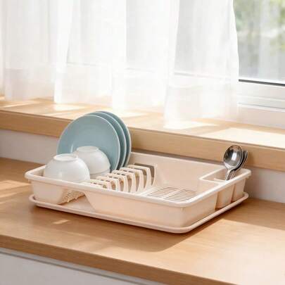 Plastikowa miska i suszarka do naczyń z tacką ociekową, stojak na przybory kuchenne, losowy kolor