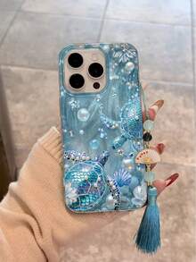 羽毛雪纺E款蓝色梦幻海龟珍珠彩绘，搭配彩色珠子，白色梅花扇形流苏吊坠小饰品，兼容 14、14 Pro、14 Pro Max夏季3D手机壳，13、13 Pro、13 Pro Max卡通款，11、11 Pro Max彩绘款，防摔XR卡通款，7/8 GES2手机壳，兼容 15、15 Pro、15 Pro Max、16、16 Pro、16 Pro Max系列，S23、S24、A04、A05、A14、A12、A15、A33、A53、A32、A35、A34、13、13 Pro、14、14 Pro、15、15 Pro系列高端手机案例，国际版，非国内版 - 彩色 - 查看 2