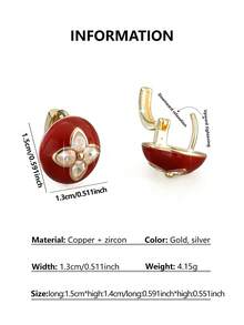 1 Pair Vintage Elegant Copper Geometric Petal Drop Hoop Earrings, Graceful Gift For Women - Round - View 2