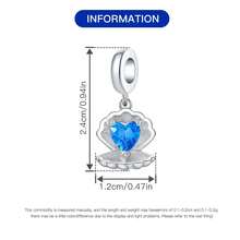 CYMYSS 1pc Romantic Ocean Style 925 Silver Plated Artificial Zirconia Heart-Shaped Blue Zirconia Shell Pendant, Women's Jewelry Gift For Valentine's Day/Birthday - Multicolor - View 4