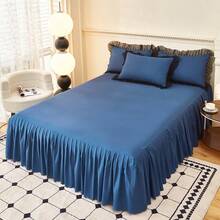 1pc Ruffled Soft Brushed Bed Skirt (Pillow Case Not Included) - Mysterious Blue - View 2