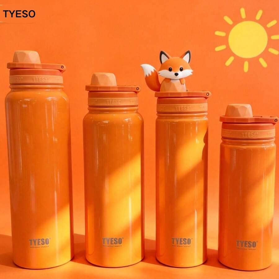 TYESO Children's Thermal Bottle, 600-1200ml, Made Of And Healthy Stainless Steel, . Portable Thermal Bottle For School, Ideal For Children. Keeps Drinks Hot For 12–24 Hours And Cold For Up To 24 Hours. Can Be Used As A Thermal Container For Drinks, Snacks, Sweets, And Hot Soups. Essential For Back To School, Suitable For School, Sports, Travel, And Everyday Use. Water Bottle For School. Party Favors For Women, Personalized Party Favors, Orange. - 橘子 - 查看 1