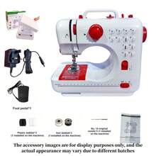 1pc Mini Electric Sewing Machine, Portable Electric Sewing Machine, Multi-Function Home Sewing Machine, Adjustable Speed, 12 Stitch Patterns Suitable For Parents, Beginners, Hobbyists, Lightweight And Easy To Carry, Easy To Store, Can Be Used Indoors Or Outdoors, Can Use Dry Batteries When No Electricity, User Needs To Provide Their Own. Includes 1 Main Unit, Power Adapter, Instruction Manual. - UK Plug(220-240V) - View 9