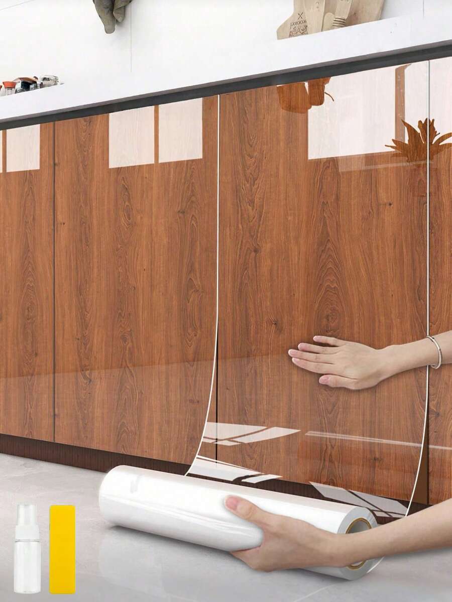 1卷透明桌面保护膜，防水、防油、防火、防霉，橱柜保护膜，可移除且带背胶，适用于厨房台面、墙壁、咖啡桌、家具、大理石翻新 - 防爆膜 - 查看 1