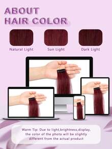 1 Piece Real Human Hair Clip-In Hair Extensions, Multiple Colors Available, Colored Hairpieces, 16 Inch Straight Human Hair Extensions For Women, Add Hair Volume, Natural & Fluffy, Suitable For Parties, Cosplay & Other Occasions - Multicolor - View 8