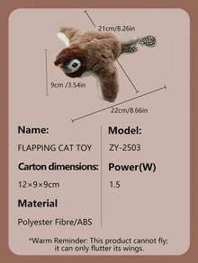 Must-Have For Cat Lovers! (Non-Flying) USB Rechargeable Touch-Activated Flapping & Meowing Cat Toy: Makes Your Cat Go Crazy! (Wings Only, Non-Flying) - Brown - View 14