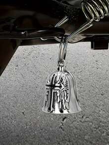 Motorcycle Bell With Keyring, Guardian Bell, Motorcycle Accessory Bell, Lucky Charm, Gold, Unique Piece. - Black - View 2