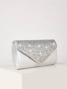 REMANLAND 女士轻便静音奢华水钻水桶包 - 迷你抽绳透明包，饰以仿珍珠，优雅精致的水钻晚宴包，适合派对、新娘送礼会、圣诞节等场合。 - 銀色 - 查看 3