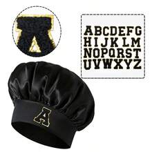 1pc 26 Letter Black Alphabet Gold Trim Satin Sleep Cap, Sweet Princess Style Hair Care Cap, Silk-Like Smooth Haircare, Suitable For Spring & Summer (Above 25°C) - Multicolor - View 70