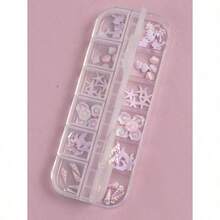 60pcs Summer Beach 3D Detailed Nail Art Decorations - Coconut Tree, Shell, Starfish, Pearl Shell, Fish Tail, Conch Designs, Beach Party, Aurora Purple Nail Stickers, Nail Art Supplies, Hypoallergenic, Convenient Storage Box Nails - Màu Hồng baby - Xem 7