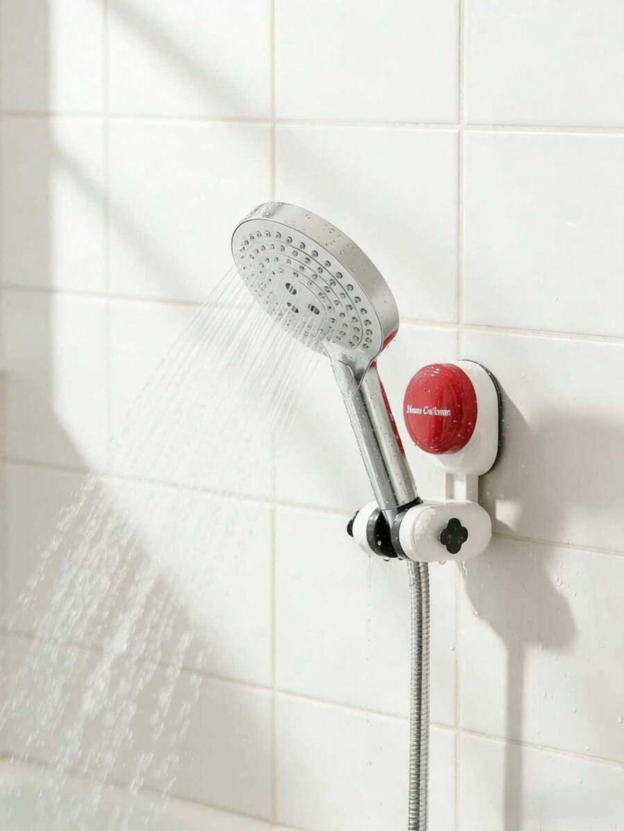 1pc Suction Cup Shower Head Holder, Adjustable Bathroom Shower Head Wall Mount Bracket, No Drilling Required - A - View 1