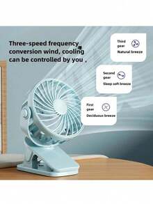 BREEZORA Portable Clip Fan With LED, 360° Adjustable Mini USB Powered Fan, Suitable For Office, Bedroom, Travel And Camping, With Base, Battery Powered, For Indoor And Outdoor Use - Clip-on - View 5