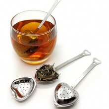 2pcs Heart-Shaped Stainless Steel Tea Strainer Spoon With Powdered Sugar Sifter Tea Infuser Suitable For Loose-Leaf Tea, Spices, And Seasonings - Silver - View 3