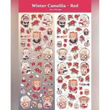 1pc Fashionable Delicate Strawberry Fairy & Winter Camellia Girl Sticker, Cute Sticker For Planner, Scrapbooking, High-Quality Doodle Sticker - Rectangle - View 11
