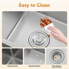 kangten Double Bowl Stainless Steel Drop-In Kitchen Sink 30"X17" Undermount Kitchen Sink Basin Sink 2.5mm - Silver - View 7