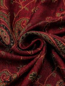 1 chiếc khăn choàng nữ họa tiết hoa và paisley, phong cách cổ điển retro thanh lịch Bohemian, họa tiết hoa thời trang, khăn choàng jacquard đa năng, phù hợp để phối cùng khăn voan, áo choàng, khăn trùm đầu mềm mại, v.v. - màu đỏ hạt dẻ - Xem 4