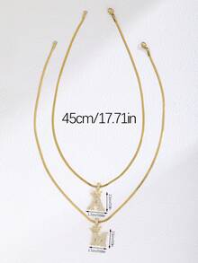 1pc Fashionable Gold-Plated Copper Cubic Zirconia Letter Pendant Necklace, Suitable For Party Decoration, Accessory Gift For Friends And Family - Gold - View 8