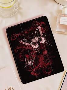 1个红色藤蔓蝴蝶图案平板保护套，兼容10.2英寸（2021/2020款）第十/九/八代（A16）三星Galaxy Tab A8，11英寸（2025款）第十一代，以及10.5英寸（2022款）三星Galaxy Tab A8，平板电脑保护套带笔槽，支持自动睡眠/唤醒功能。 - 彩色 - 查看 1