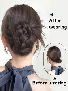 时尚合成发夹，自然蓬松的发髻假发，黑色和棕色接发，适合女性。 - 彩色 - 查看 4