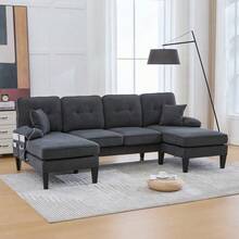 Sofas & Couches - Dark Gray + Linen + 4 Seat + Foam - View 7