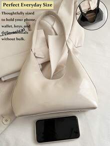 Retro Minimalist French Style Crescent Underarm Bag, Fashionable Elegant Versatile Shoulder Crossbody Baguette Handbag For Women, Korean Niche Patent Leather Baguette Crescent Shoulder Bag, Women's Handbag, Tote Bag, Fashionable Underarm Bag, Versatile Tote Bag Suitable For Shopping, Wallet, Purse, Young Female, College Student, Office Lady. Great For Office, University, Work, Business, Commuting, Outdoor Activities, Travel And Hiking[US Local Warehouse]The Best Gift Choice, Birthday Gift - Nhiều màu - Xem 6