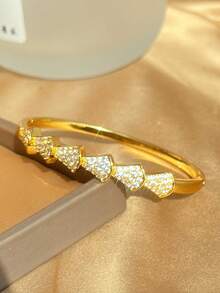 Bộ trang sức hình trái tim bằng thép không gỉ mạ vàng 18K và đá Zirconia dành cho nữ, vòng tay vàng, vòng tay nhiều lớp sáng bóng kiểu Ins, quà tặng cho mẹ, Giáng sinh, Lễ Tạ ơn, Halloween, trang sức cưới, kỷ niệm, quà tặng Ngày Valentine, phong cách Boho hàng ngày và tiệc tùng. - Nhiều màu - Xem 8